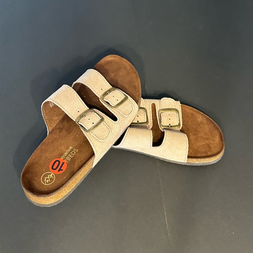 White Mountain Brown and Cream Sandals